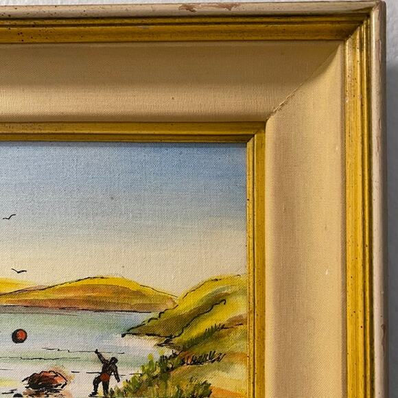 Children With Ball Oil Painting Original Artist Qai 1974-1976 M. Field's Chicago - Picture 9 of 15